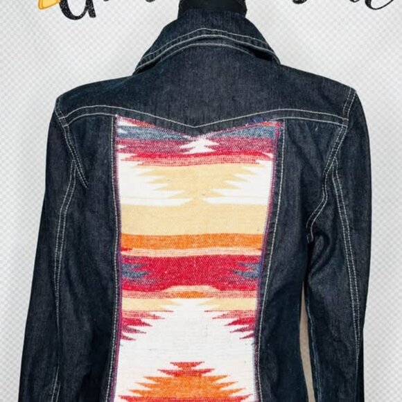 Upcycled Aztec print Pendleton wool A.M.I Western Jean jacket size M - Picture 1 of 2